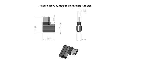90 Degree USB-C Male to USB-C Right Angled Female Adapter