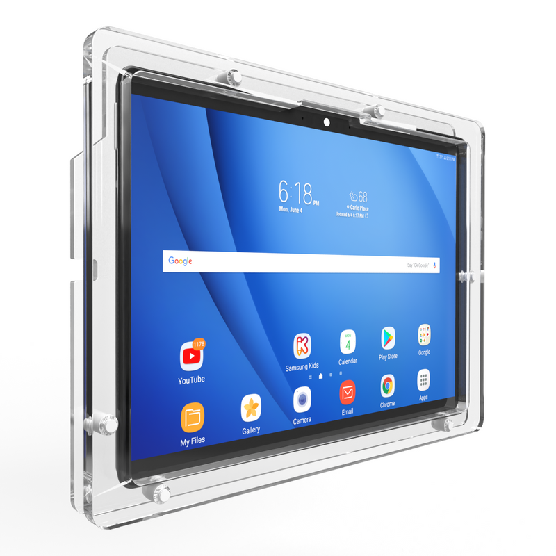 Samsung Galaxy 10" 11" TAB S 10.5, S2 S3 9.7, S4 S5 S5e S6 10.5, Lite 10.4, S7 11" S8 S9 Acrylic Security Enclosure VESA Ready