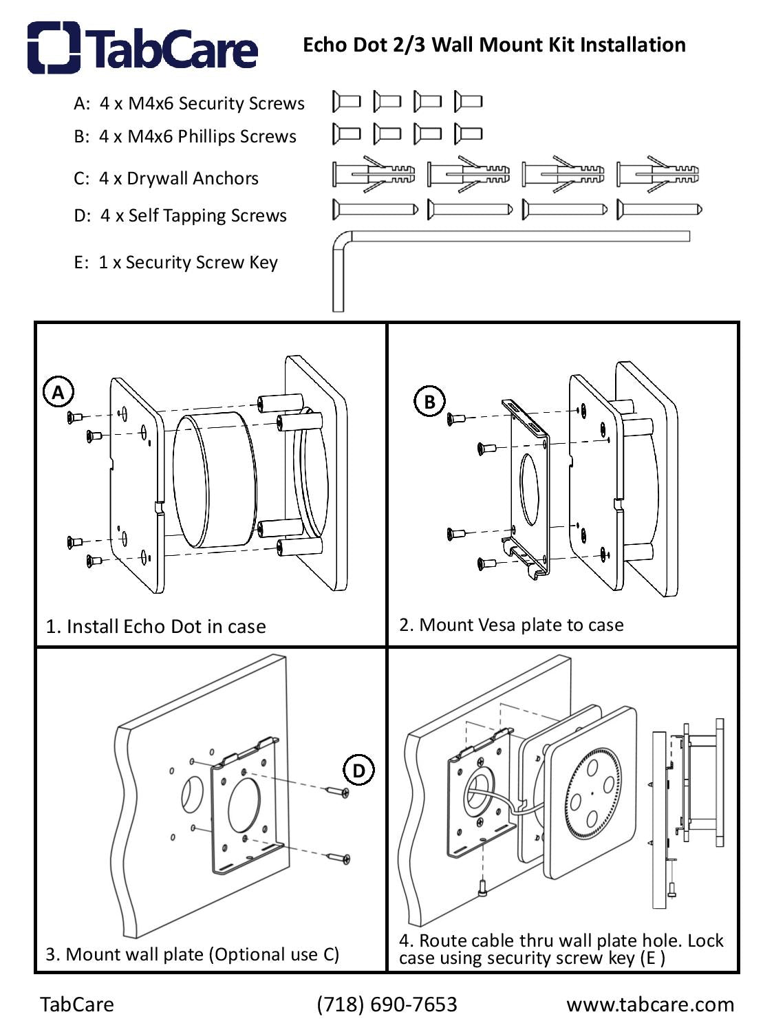 Amazon Echo Dot 2nd & 3rd Gen Wall Mounting Kit – TABCARE